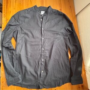 Zara Black Button-Up Shirt size large relaxed fit cotton